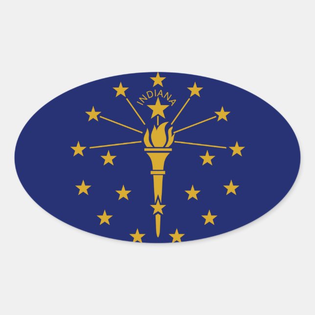 Indiana-Flagge Ovaler Aufkleber (Vorderseite)