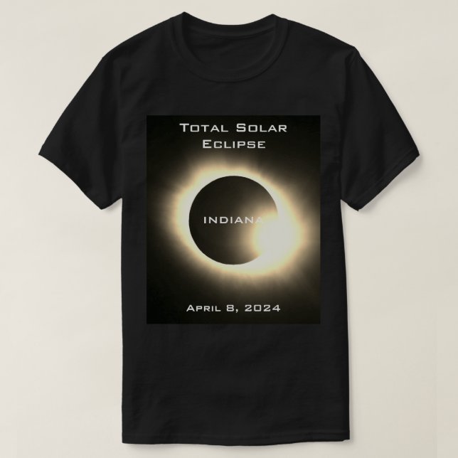 INDIANA Gesamte Sonnenfinsternis 8. April 2024 T-Shirt (Design vorne)
