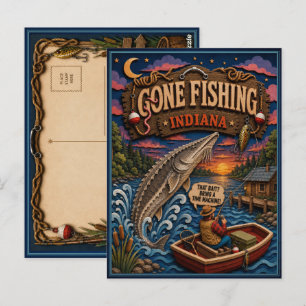 Indiana Gone Fishing Seestör Postkarte