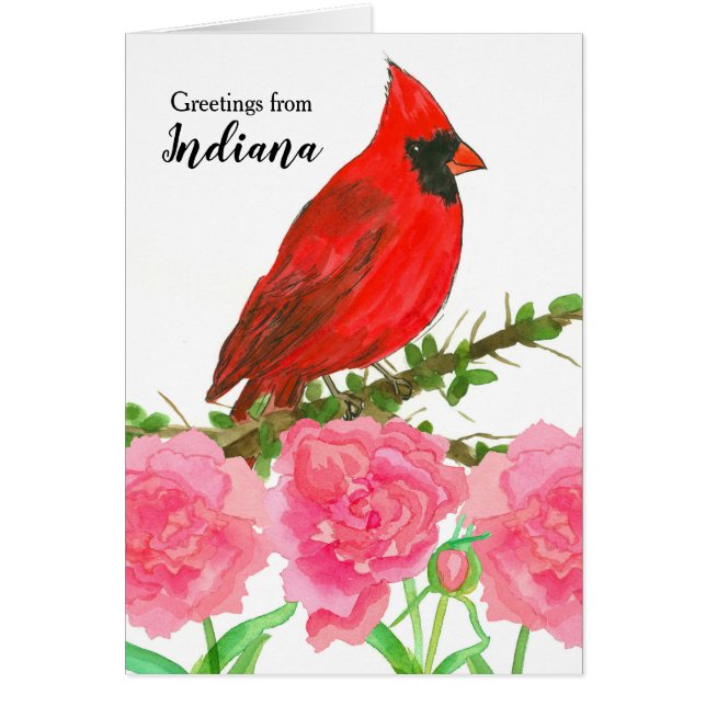 Indiana Hello Red Cardinal Watercolor Bird (Vorne)