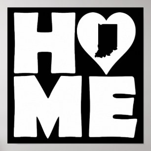 Indiana Home Heart State Poster Schild