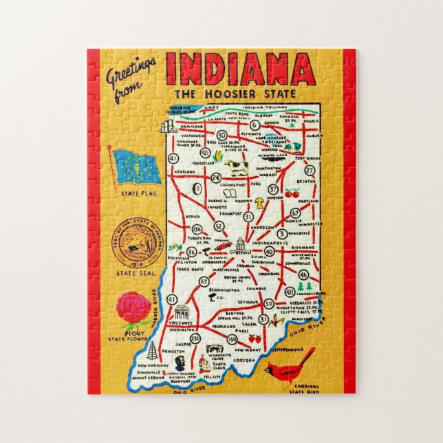 Indiana Hoosier Karte (Vertikal)