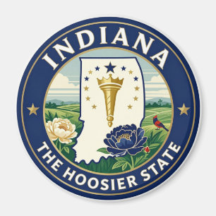 INDIANA Hoosier State-Erbe-Emblem Magnet