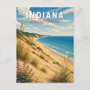 Indiana Illustration Reise Kunst Vintage Postkarte