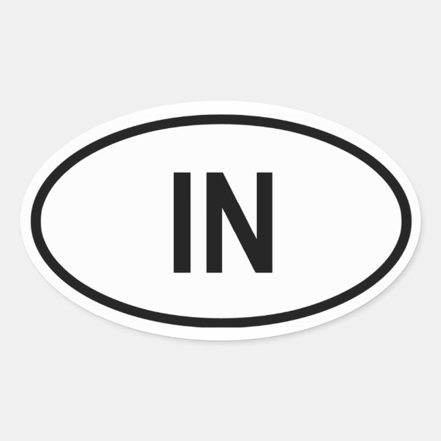 Indiana "IN" Ovaler Aufkleber (Vorderseite)