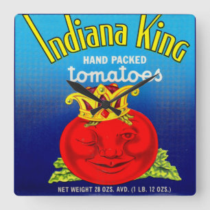 Indiana-King-Tomaten-Etikett Quadratische Wanduhr
