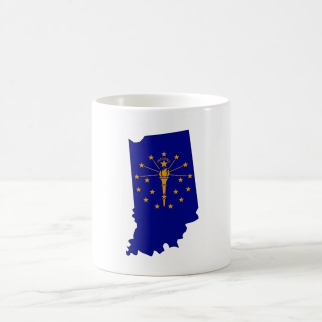 Indiana Kontur Karte und Flagge Kaffeetasse (Mittel)
