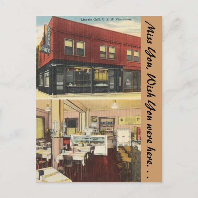 Indiana, Lincoln Grill, Vincennes Postkarte (Vorderseite)