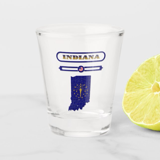 INDIANA MAP, INDIANA, USA. SAMER BRASIL SCHNAPSGLAS (Vorderseite)