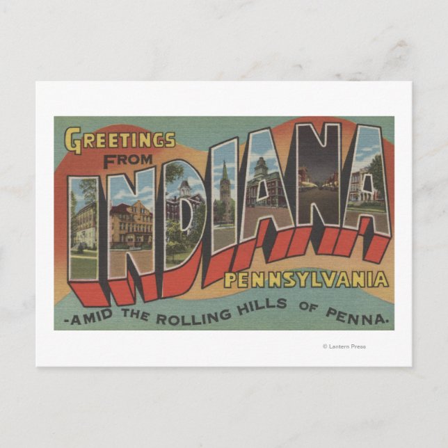 Indiana, Pennsylvania - Große Buchstabenszenen Postkarte (Vorderseite)