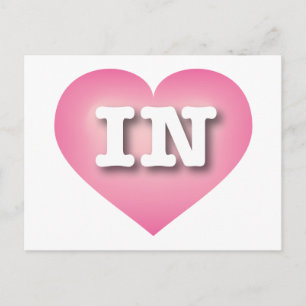 Indiana Pink Fade Heart - I Liebe IN Postkarte