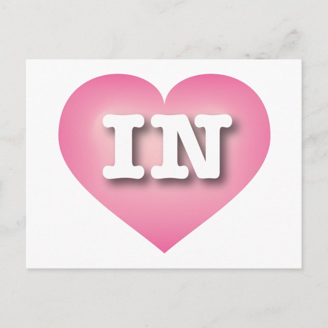 Indiana Pink Fade Heart - I Liebe IN Postkarte (Vorderseite)