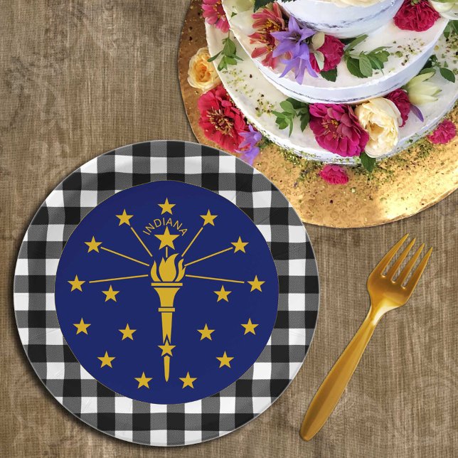 Indiana Plate, Büffel kariert USA & Indiana Flag Pappteller (Von Creator hochgeladen)