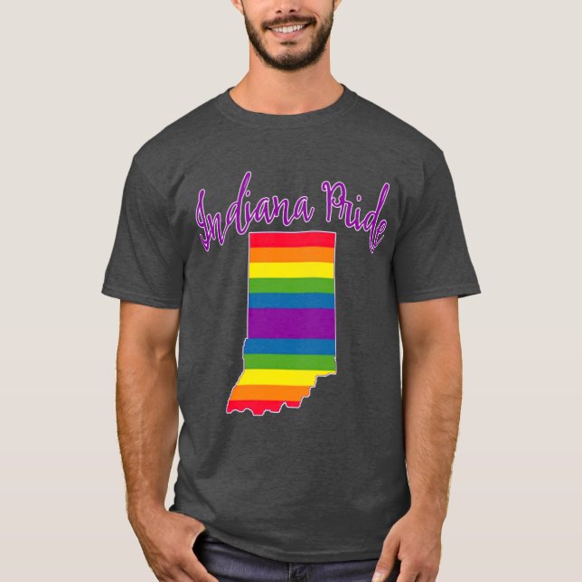 Indiana Pride with Rainbow Stripes T-Shirt (Vorderseite)
