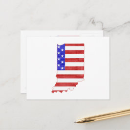 Indiana Shaped Patriotic Hoosier American Flag Postkarte