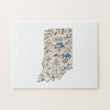 Indiana Shaped Vintag Picture Map