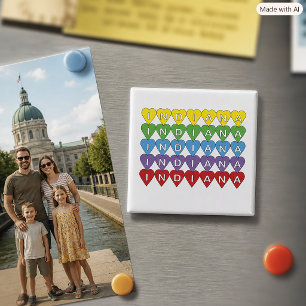 Indiana-Souvenir Bunte Herzen Magnet