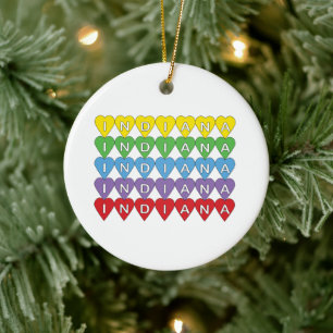 Indiana-Souvenir Farbige Herzen Keramik Ornament