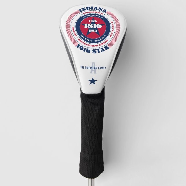 Indiana Staat Circle Custom Golf Head Cover Golf Headcover (Vorderseite)