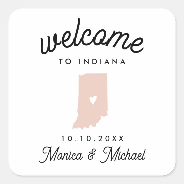 INDIANA Staat Hochzeit in Urlaubsort JEDE FARBE Quadratischer Aufkleber (Vorderseite)