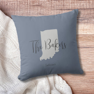 Indiana Staat Kontur Familienname Throw Kissen