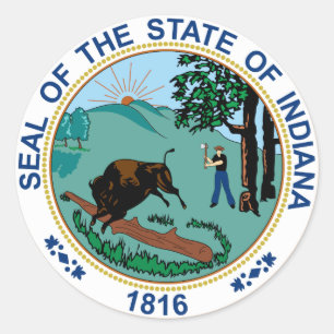 Indiana Staat Siegel Runder Aufkleber