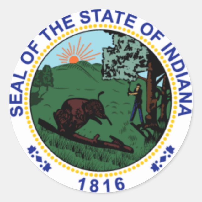 Indiana Staat Siegel Stickers (Vorderseite)