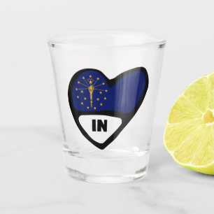 Indiana Staatsflagge im Herzen Schnapsglas