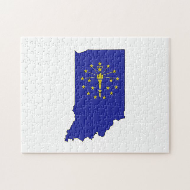 Indiana-Staatsflagge und -Karte (Horizontal)