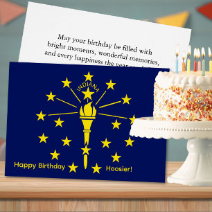 Indiana State Flag Blue & Gold Torch & Stars