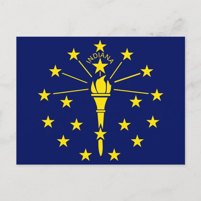 Indiana State Flag Blue & Gold Torch & Stars Postkarte (Vorderseite)