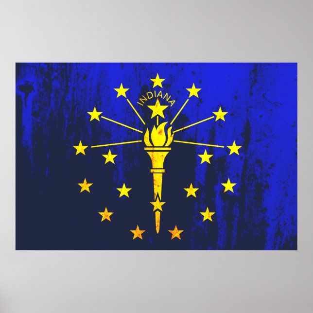 Indiana State Flag Grunge Poster (Vorne)