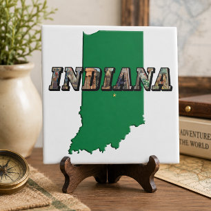 Indiana State Map Bildtext Fliese