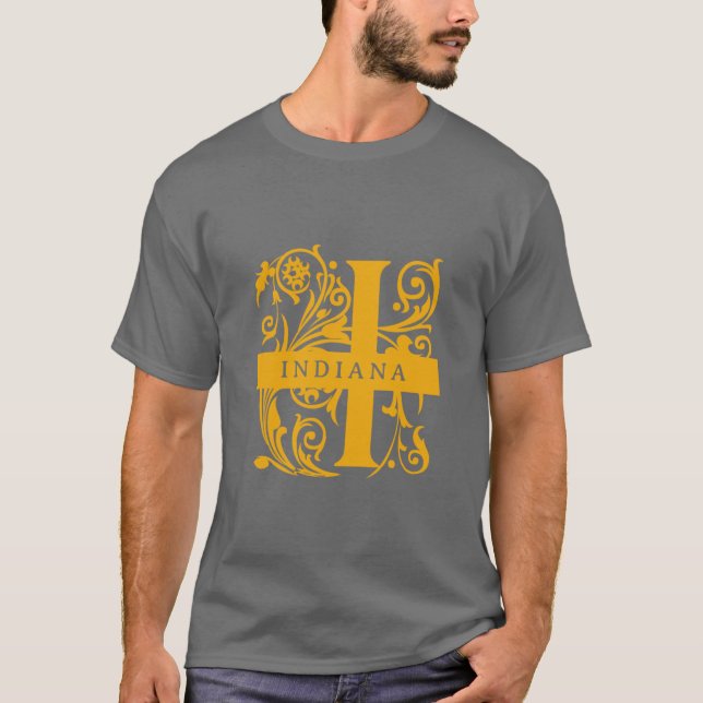 Indiana State Split Letter Monogram T-Shirt (Vorderseite)