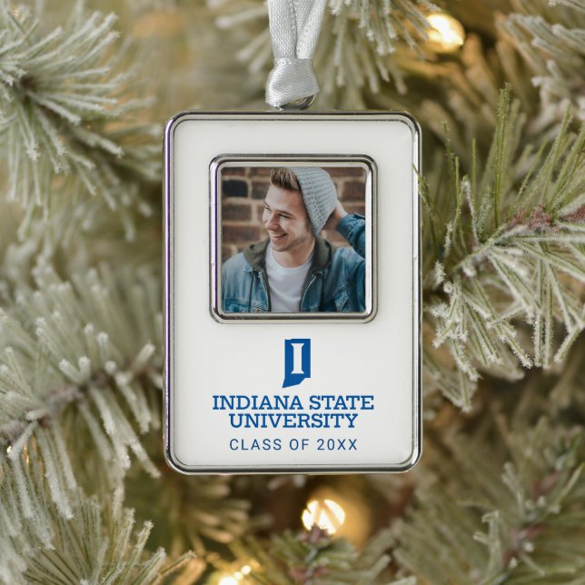 Indiana State University Holiday Rahmen-Ornament Silber (Baum)
