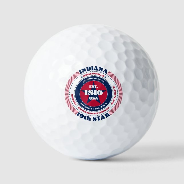 Indiana Statehood Patriotic Geschenk Golf Balls Golfball (Vorderseite)