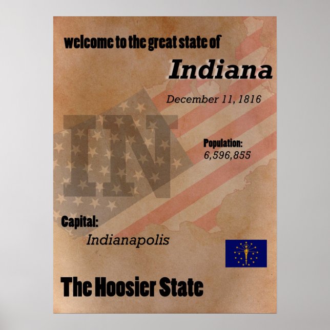 Indiana The Hoosier Staat Classic Poster (Vorne)