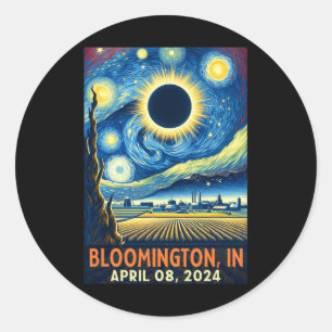 Indiana Total Solar Eclipse 2024 Starry Night Runder Aufkleber