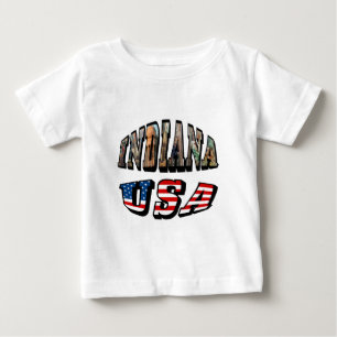 Indiana USA Flag & Staat Foto Text Baby T-shirt