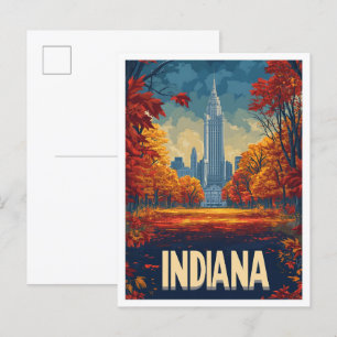 Indiana USA Kunst Vintage-Illustration Reise Postkarte