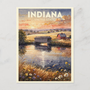 Indiana USA Vintage Reise Postkarte