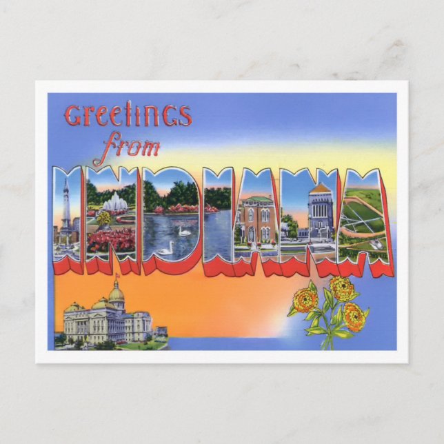 Indiana Vintag Big Letters Postcard Postkarte (Vorderseite)
