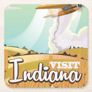 Indiana Vintage Reiseplakat Rechteckiger Pappuntersetzer