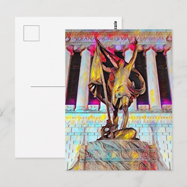 Indiana War Memorial Pro Patria Ölgemälde Postkarte (Vorne/Hinten)
