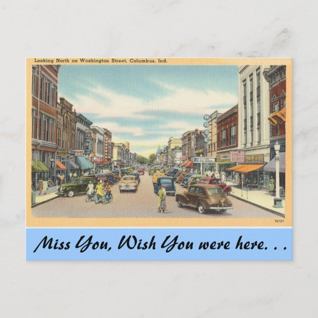 Indiana, Washington Street, Columbus Postkarte (Vorderseite)