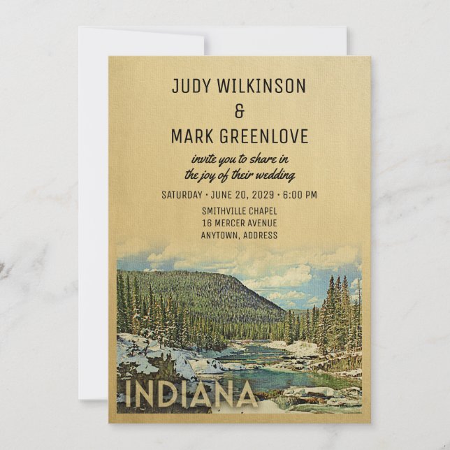 Indiana Wedding Einladung Vintage Natur (Vorderseite)