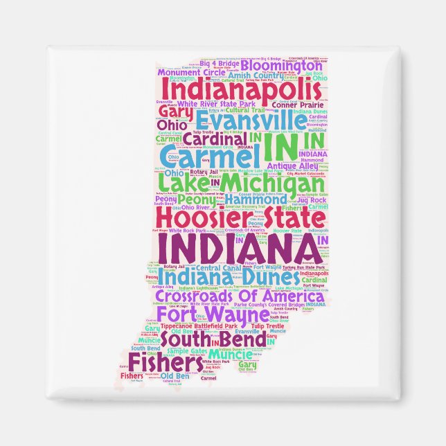 Indiana Word Cloud Magnet (Vorne)