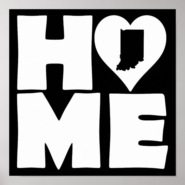 Indiana Zuhause Heart Staat Poster Sign (Vorne)