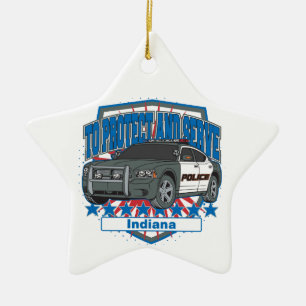 Indiana, zum des Polizei-Streifenwagens zu Keramik Ornament