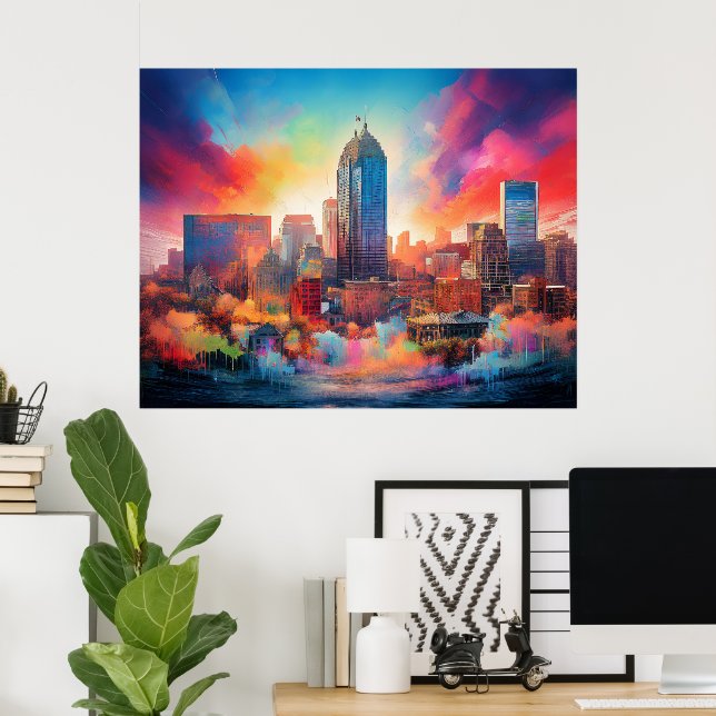 Indianapolis Abstrakte Mauer Kunstdruckerei Poster (Heimbüro)